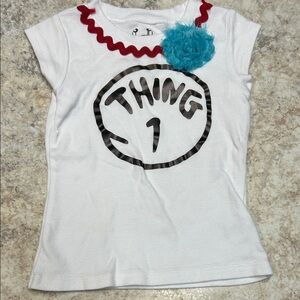 Kids White 'Thing 1' Shirt with Red and Blue Details